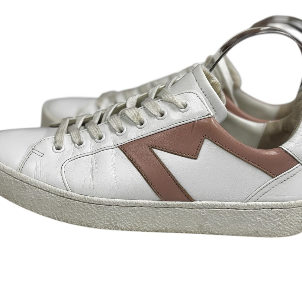 Maje Frenchy Rose Pale White and Pink Leather Sneaker Size 39 - Picture 7 of 13